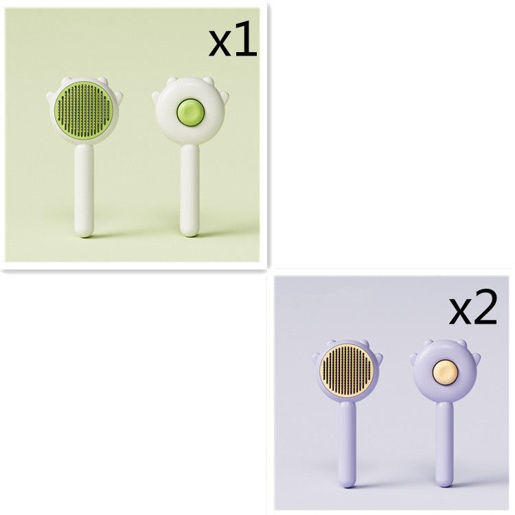 Cat Pet Magic Combs in green and purple for hair removal and grooming.