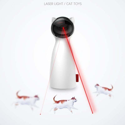 Automatic laser cat exercise toy with adjustable circling ranges and USB power.