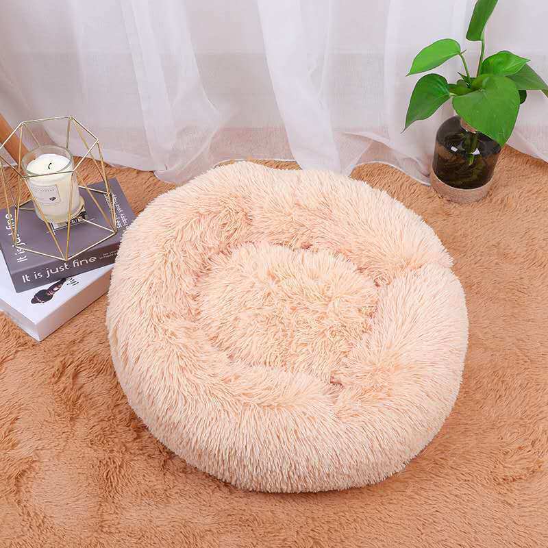 Soft, fluffy non-slip pet cushion in a cozy room setting.