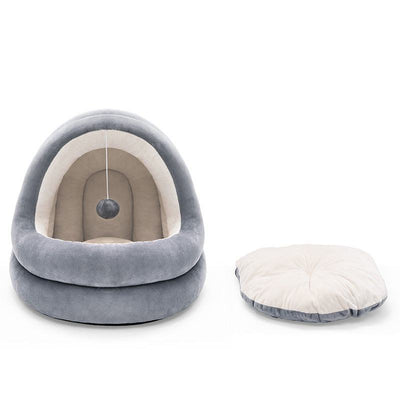 High quality cat house bed with removable mattress, crystal velvet fabric for warmth and comfort.