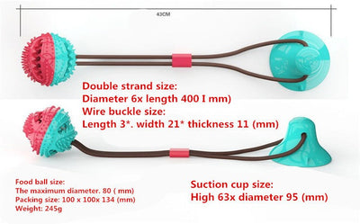 Suction cup molar chewing toy with double strand and wire buckle, ideal for pet dental care and interaction.