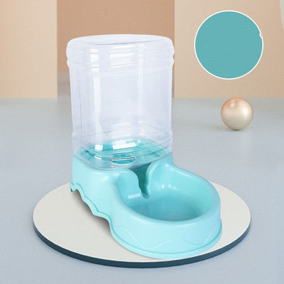 Dog automatic drinking fountain for pets in light blue design.