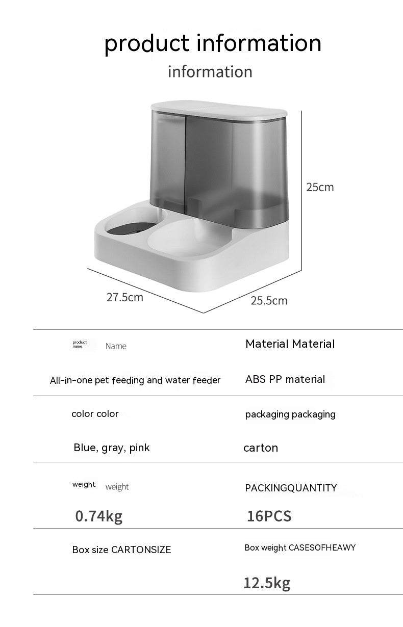 Visual Automatic Pet Feeder in gray color with dual compartments for cats.