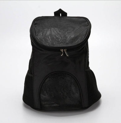 Premium Breathable Pet Backpack in black, medium to soft hardness, polyester material.