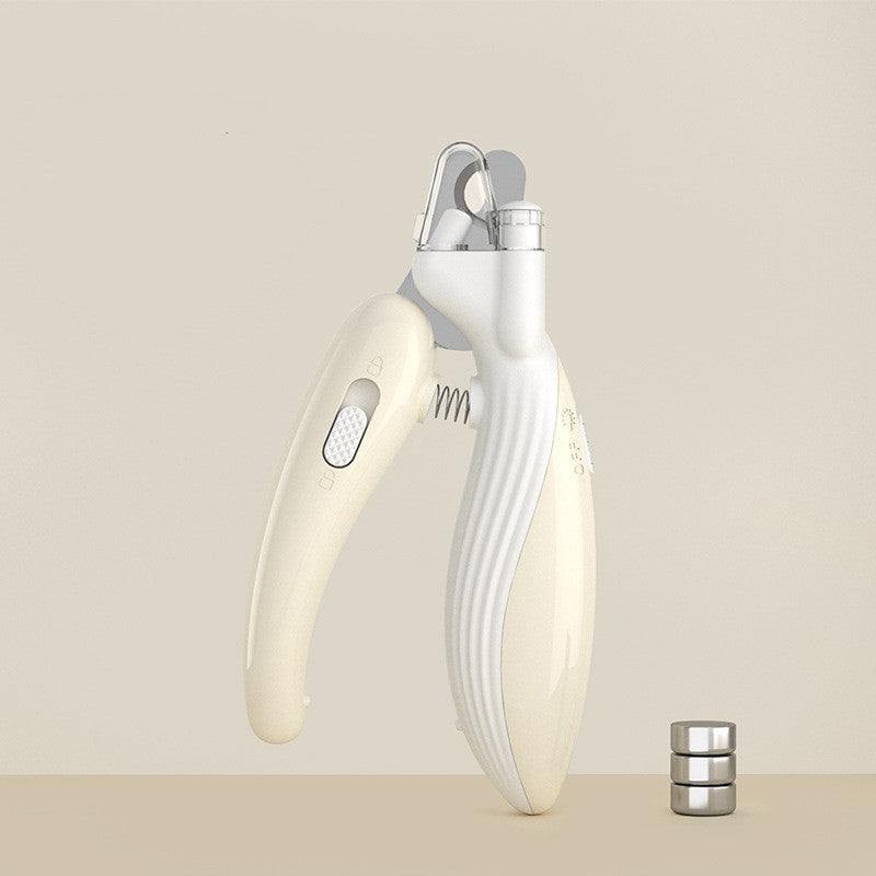 LED Electric Pet Nail Grinder with ergonomic design in light coffee color.