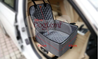 Waterproof pet seat pad with adjustable straps in car.