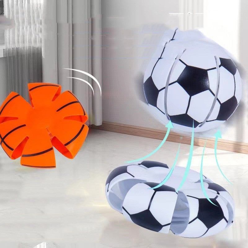 Elastic Step Ball Magic Pet Toy with black and white football design, showcasing its transformation feature.