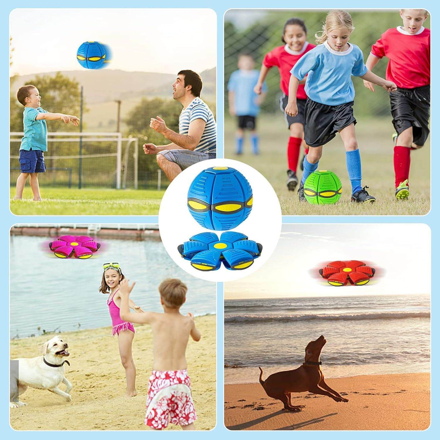 Magic UFO Jumping Ball for interactive pet and kids' play, transforming disc to ball.