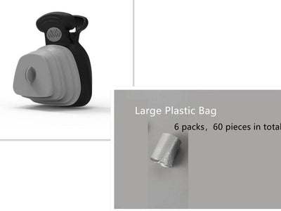 Folding Toilet Picker pet poop bag dispenser in black and grey.