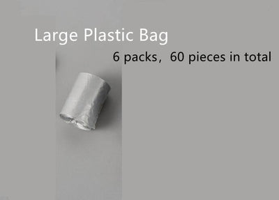 Large plastic pet poop bag roll, 6 packs, 60 pieces total.