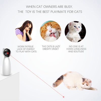 Automatic laser cat exercise toy with rotating laser, ideal for keeping cats active and entertained.