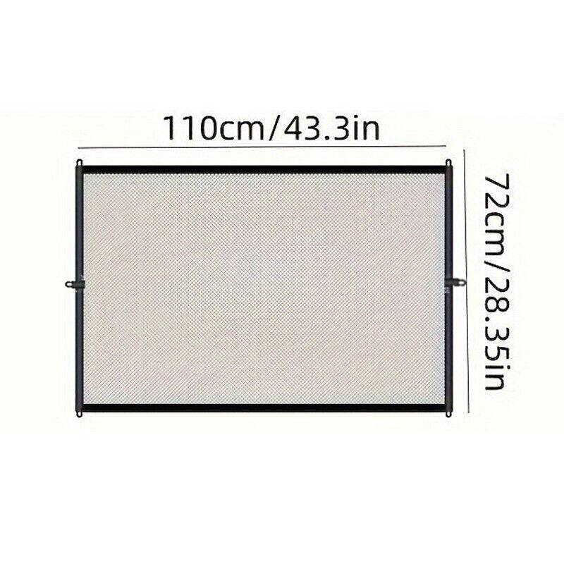 Pet Isolation Mesh Safety Fence dimensions illustration, 110cm by 72cm.