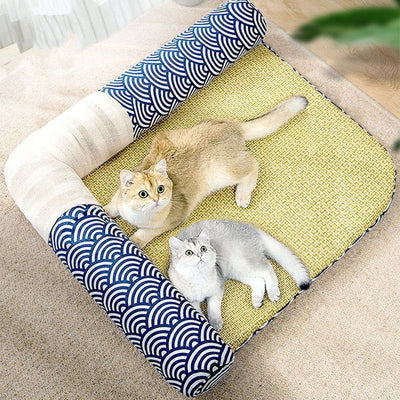 L-shaped bilateral cat pillow, removable and washable, suitable for summer, featuring non-stick hair properties.