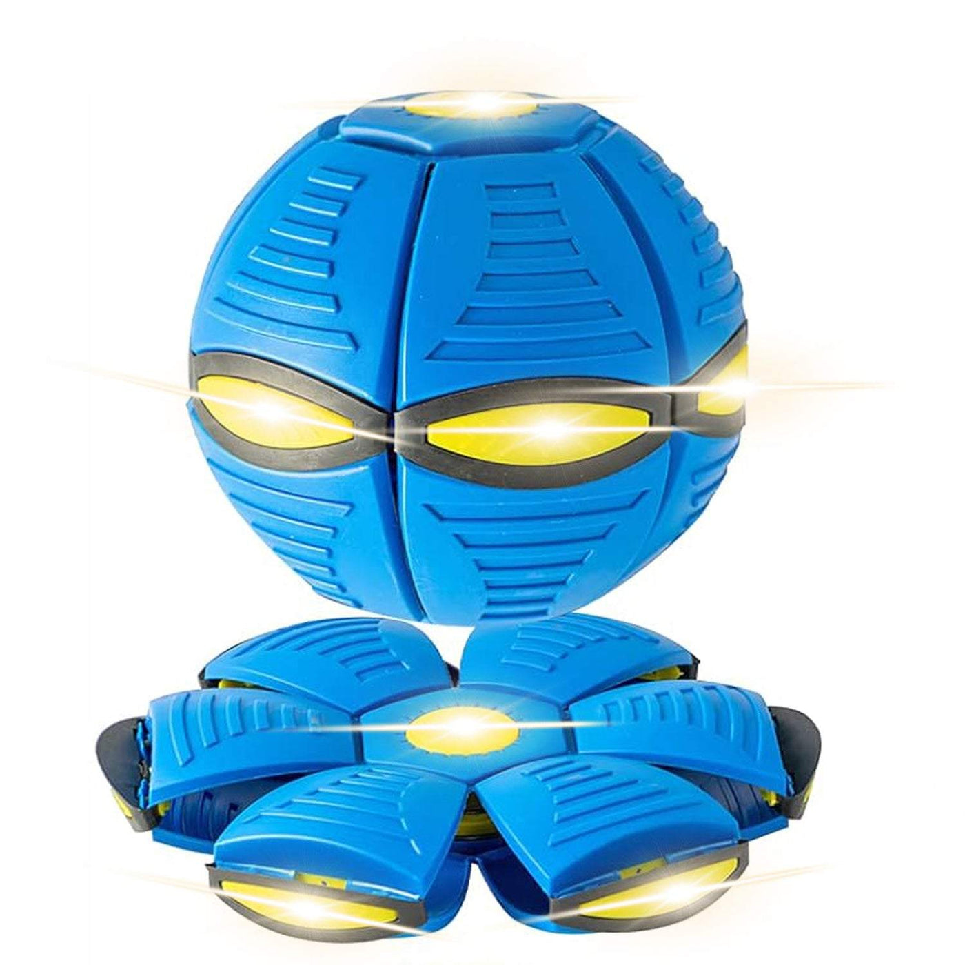 Magic UFO Jumping Ball with light-up features, transforms from ball to saucer for interactive play.