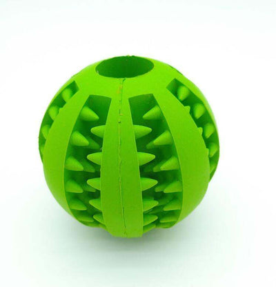 Green rubber feeder dog ball toy for pets, multifunctional and made of food-grade material.