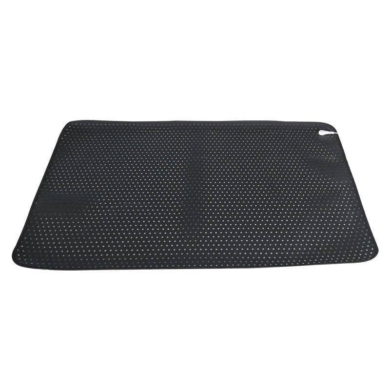 Black pet earthing mat for cats and dogs, size 23 x 35 inches.