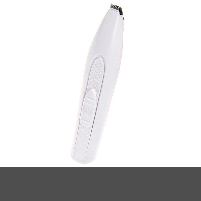 White pet shaving hair clippers with ceramic blades, rechargeable and electric.