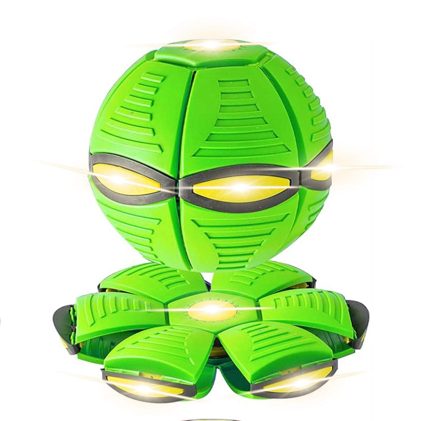 Magic UFO Jumping Ball transforms from a flying saucer to a ball, perfect for pets and kids.