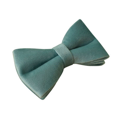 Lake Green Flannel dog bow accessory, made of velvet.