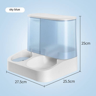 Visual Automatic Pet Feeder in blue, cat feeding tableware, 25x25.5x27.5 cm.